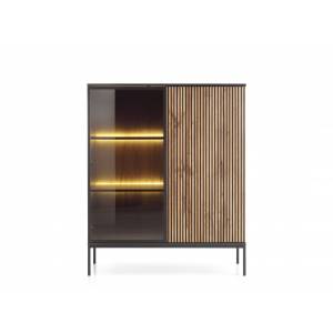 Witryna niska frezowane fronty 104 cm SEDRO oświetlenie LED